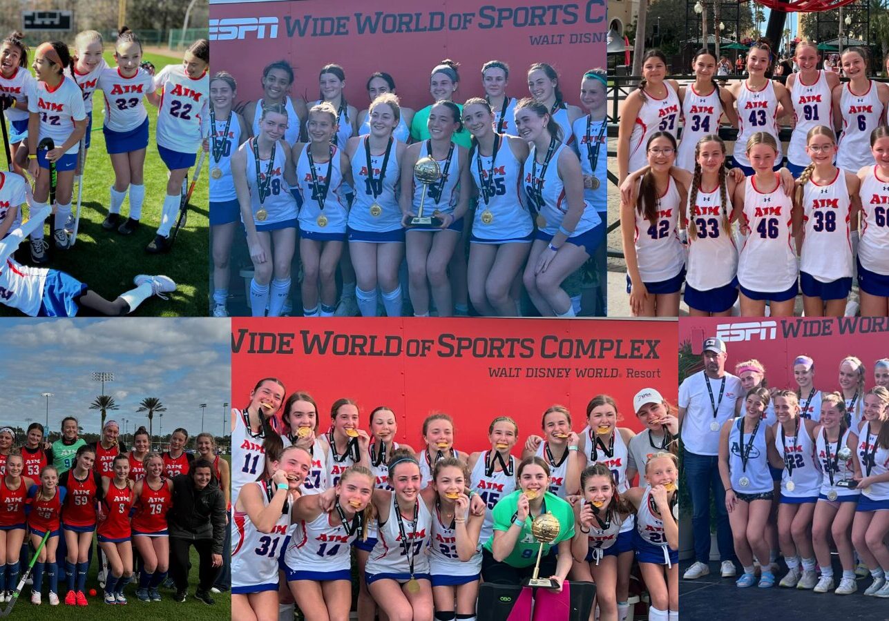 collage of 2025 Disney teams for Aim field hockey